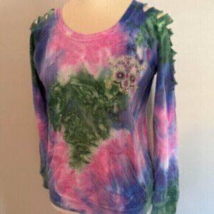 Butter girls youth large tye dyed sequined skelton sweatshirt